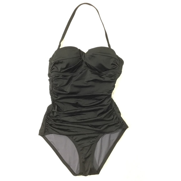 Victoria’s Secret Twist Bandeau Tie Back Retro One-piece Swimsuit Black 32A - Picture 3 of 16